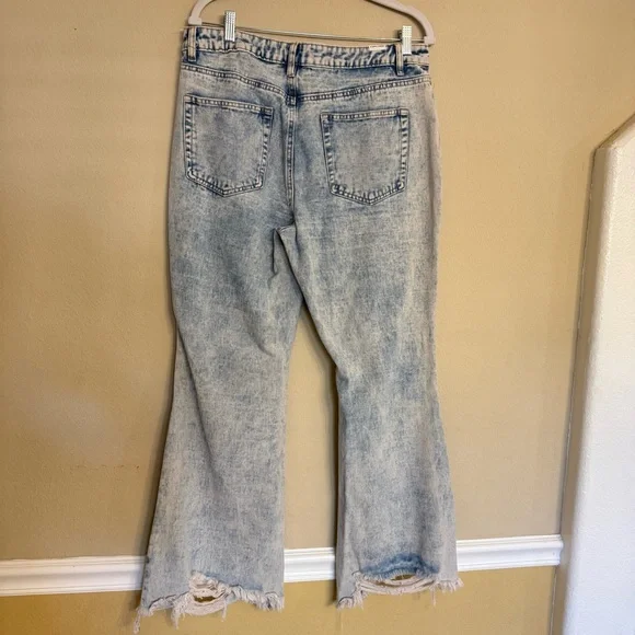 Almost Famous Vintage Jeans Size 15 Acid Wash Patch Distressed Destroyed Flare - Picture 2 of 16